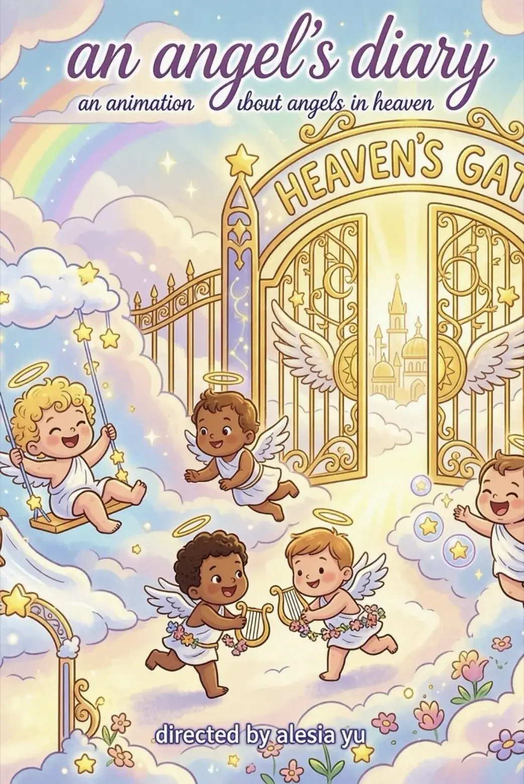 Key art for the screenplay An Angel’s Diary (An Animation About Angels In Heaven)